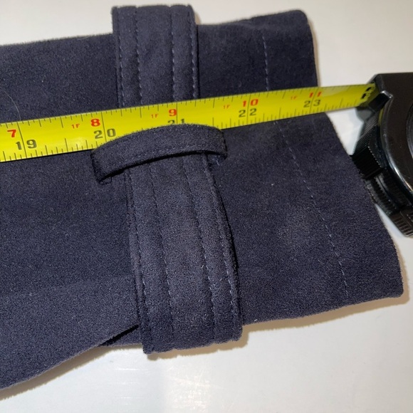 Blank Noir Faux Suede Navy Moto Jacket S - Picture 14 of 17